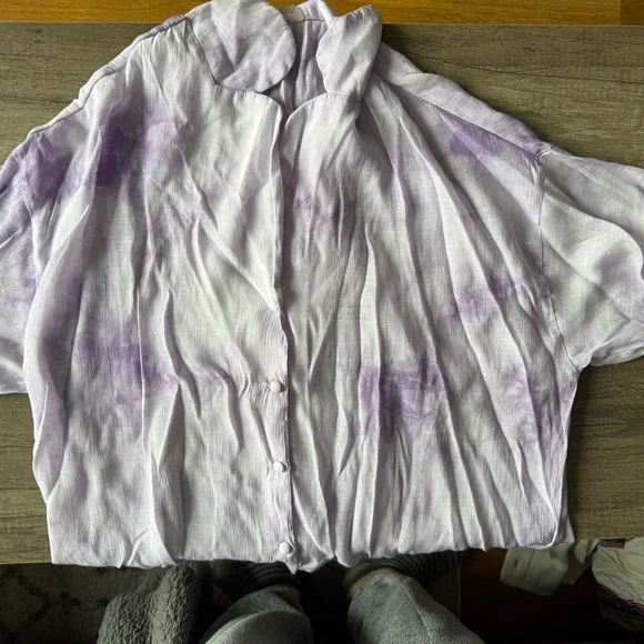 Purple Tie-Dye Button-Up Shirt - Picture 1 of 2